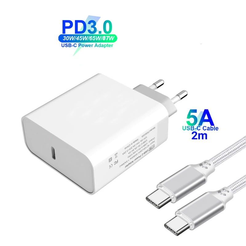 87W/65W/45W/30W PD/QC3.0 USB C кабель адаптер питания 100W Type для MacBook/iPad Dell Lenovo Surface Pro ноутбук