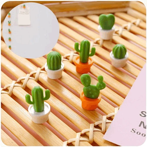 

6Pcs/Set 3D Fridge Magnets Cute Mini Lifelike Cactus Succulent Potted Plant Magnetic Sticker Message Board Reminder Kitchen Tool