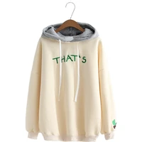 womens letter embroidery fleece hooded sweatshirt cotton hoodies 2020 new long sleeve sweet style girl casual pullovers