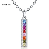 aiyanishi 925 sterling silver rainbow pendant necklace women engagement wedding silver necklace party girl gifts wholesale