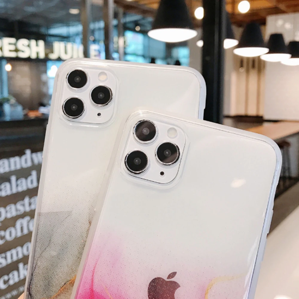 

Colorful Ink Painting Transparent Silicon Soft TPU Case For iPhone 11 Pro Max 7 8 Plus X XS MAX XR Phone Case Back Cover