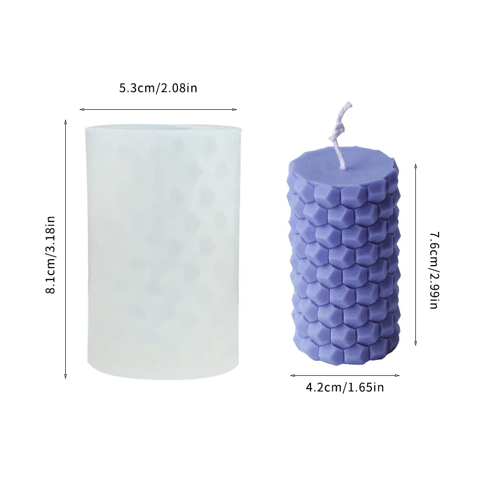 

Candle Mold Silicone Bee Honeycomb Cylindrical Candle Mould 3D DIY Geometric Mould Decoration For Soap Ice Creams Chocalate