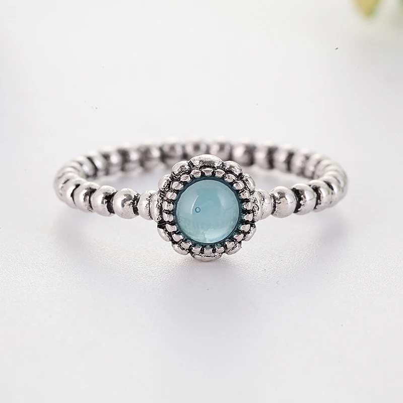 

Minimalist Round Pink/Blue Resin Stone Ring For Party Jewelry Thin Small Girls Dainty Rings Bague Bijoux Accessories L5F401