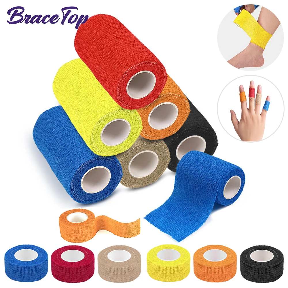 

BraceTop Colorful Sport Self Adhesive Elastic Bandage Wrap Tape 4.5m Elastoplast for Knee Support Pad Finger Ankle Palm Shoulder