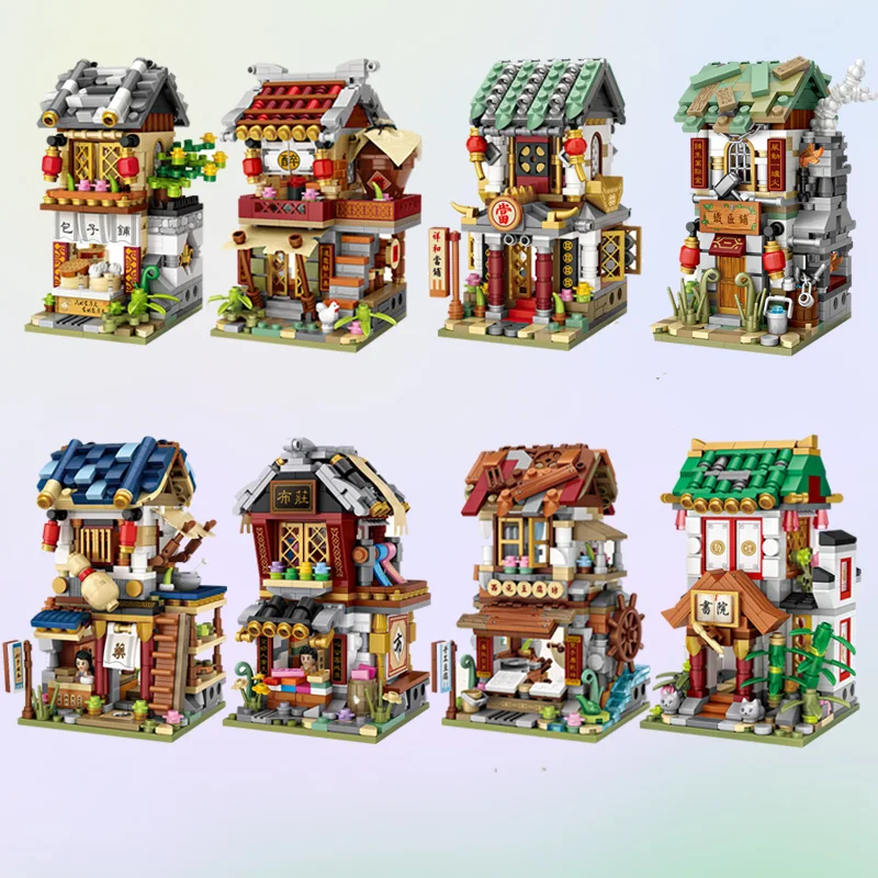 Loz мини строительные блоки китайская улица всемирно известная архитектура серия