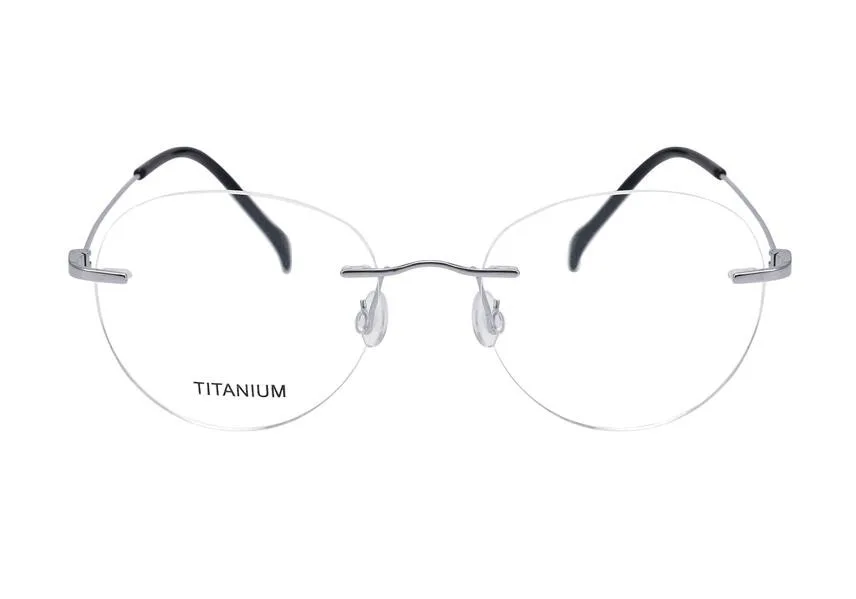

Round Frame Unisex Rimless Pure Titanium Prescriptions Lens Optical Eyewear Ultralight Anti-fatigue Reading Glasses Men Women