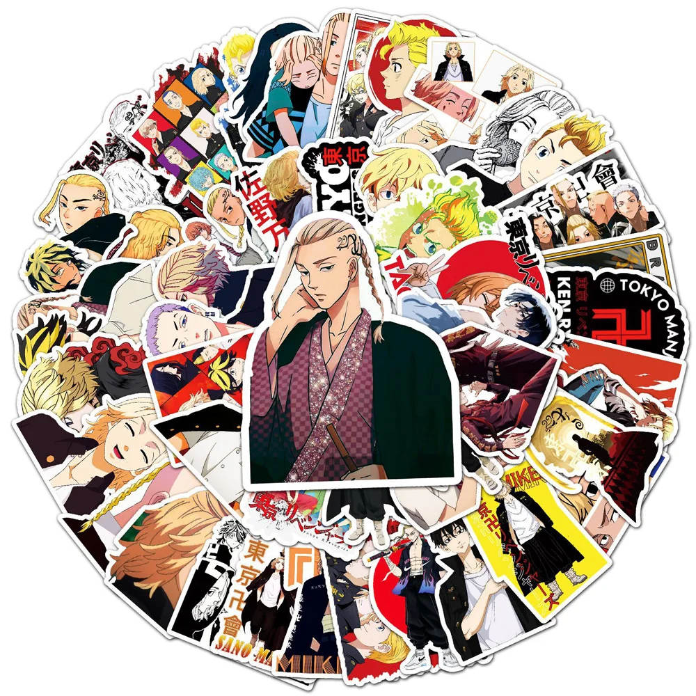

10/30/50pcs Tokyo Revengers Stikers Anime Manjiro Sano Ken Ryuguji Mikey Draken Keisuke Baji Takashi Mitsuya PVC Sticker Kid Toy