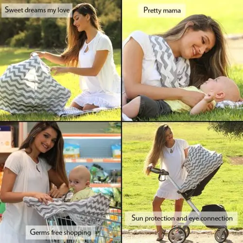 

2in1 Breastfeeding Baby Car Seat Canopy Cover Nursing Scarf Cover Up Apron Shawl