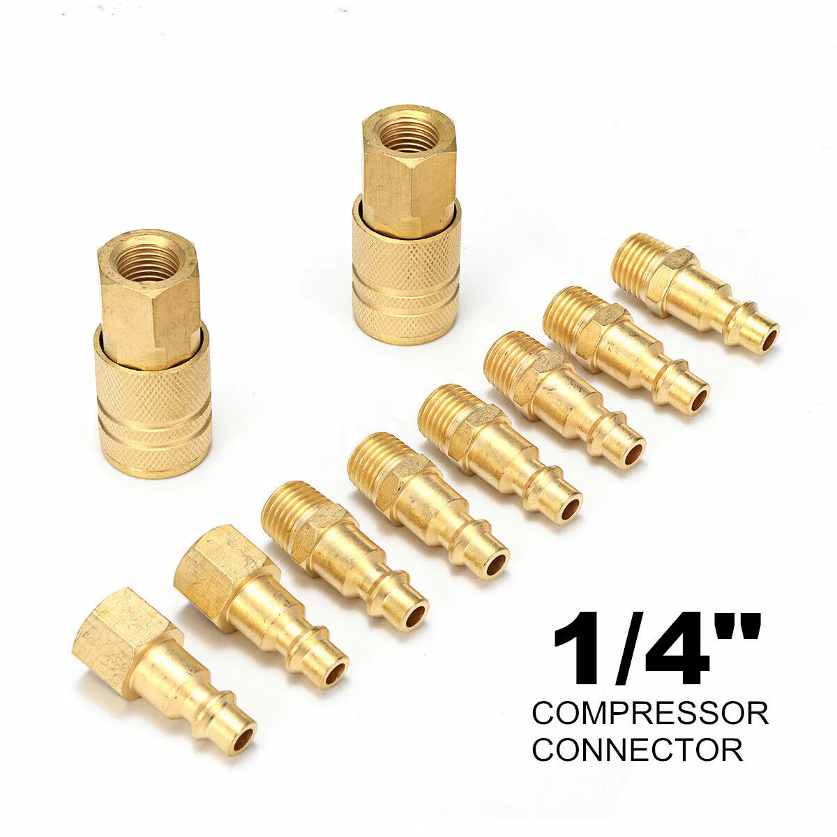 

Quick Coupler Set Kit 1/4\" NPT 10PCS Adapter Brass Connector Equipment