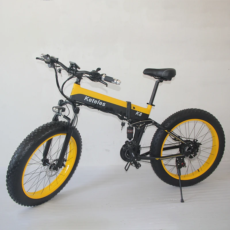 Verkaufen Keteles K8 Gelb Erwachsene Elektrische Bike 26 Zoll Rad 800W 48V 15AH Aluminium Legierung Rahmen Stadt E-bike Faltbare Berg Fett Fahrrad