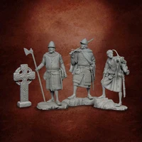 132 54mm ancient stand warrior include 3 man and base resin figure model kits miniature gk unassembly unpainted