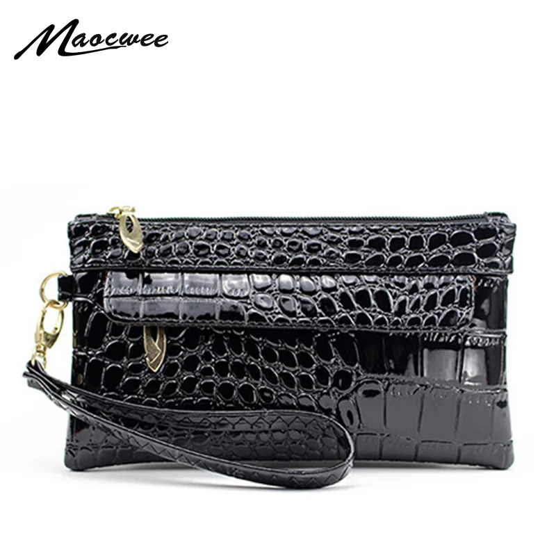 Маленькая вечерняя сумка клатч из натуральной кожи с узором крокодиловая кожа