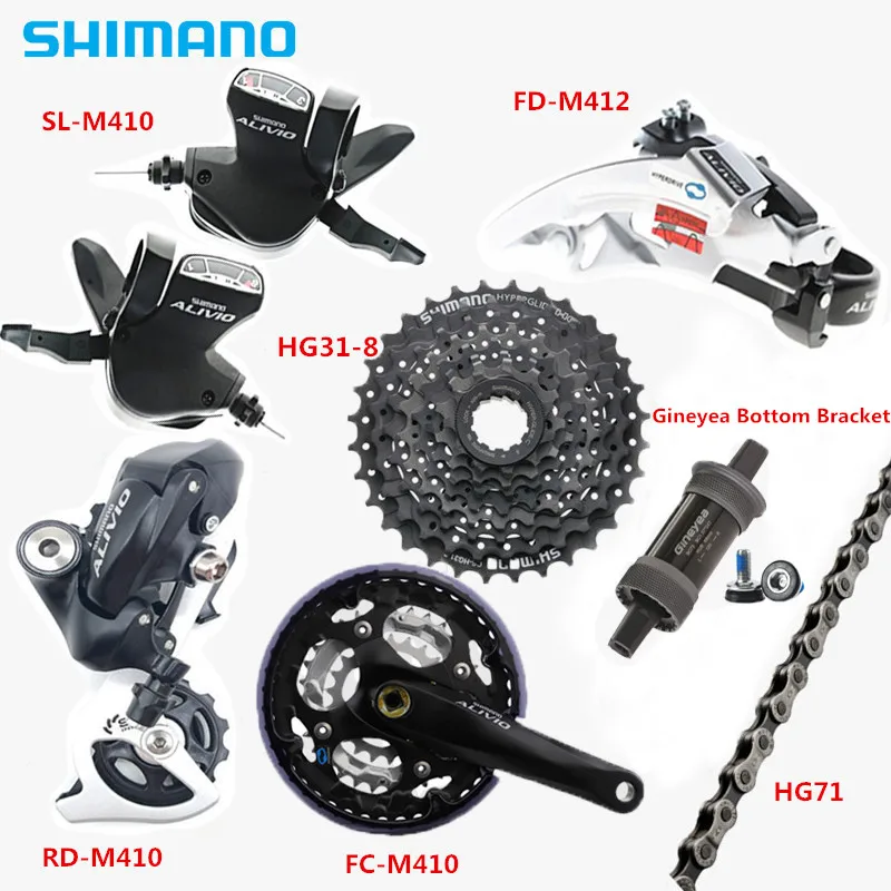 SHIMANO Alivio M410 комплект MTB для велосипеда M412 переключатель кривошипы кассета с цепью
