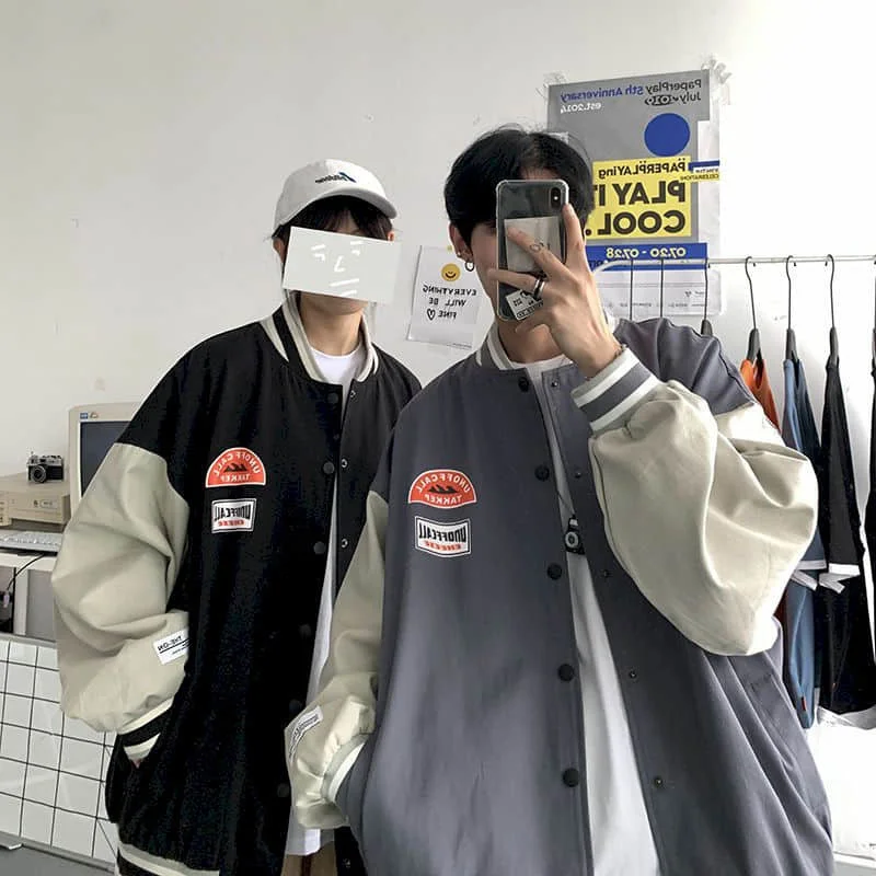 

Men's Jacket Coat Male Trend Autumn Korean Oversize Handsome Splicing Lovers All-match Sports Baseball Uniform Cool Wear Top