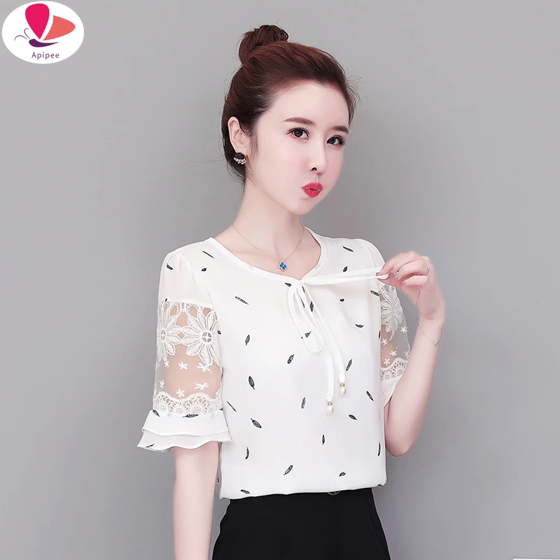 

Floral Chiffon Shirts Women Summer 2022 Korean Women's Wear Western Style Short Sleeve Belly Cover T Shirt Blouses