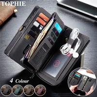 zipper wallet leather case for samsung galaxy note 20 10 plus s21 ultra s20 fe a51 a71 a52 a72 purse card removable phone cover
