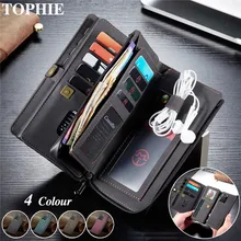 Zipper Wallet Leather Case For Samsung Galaxy Note 20 10 Plus S21 Ultra S20 FE A51 A71 A52 A72 Purse Card Removable Phone Cover