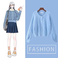 fall 2021 women new hot selling crop top sweater cardigan women korean fashion netred casual knitted ladies tops vy1581