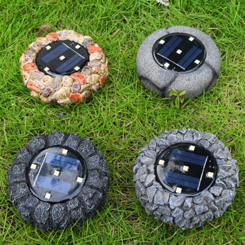 

Солнечный светильник на открытом воздухе светодиодный светильник из смолы, имитация камня, подземный светильник, водонепроницаемая лампа ...