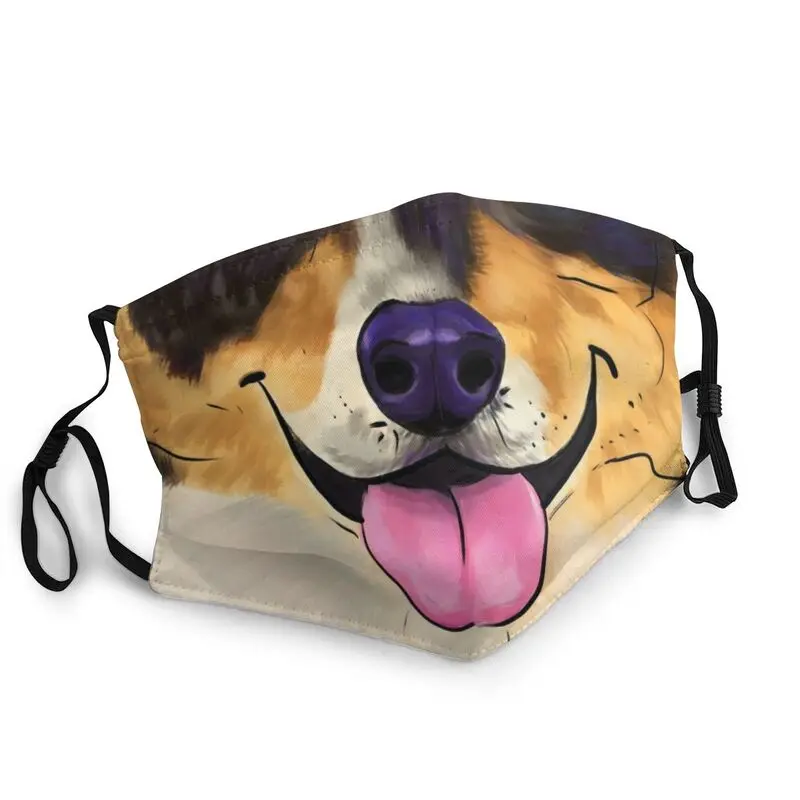 

Washable Cute Corgi Tri Color Dog Face Mask Anti Haze Protection Mask Respirator Muffle