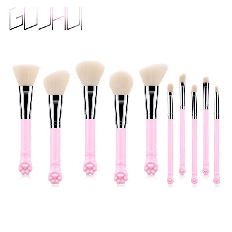 10 шт розовые кисти для макияжа набор Профессиональная Кисть натуральные волосы