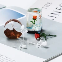 3pcs handmade diy crystal dipping little prince jewelry forest micro landscape filler 3d mini rose model