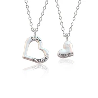 2 pcsset best friends necklace for women girls heart puzzle crystal hollow out pendant necklace bff friendship forever jewelry