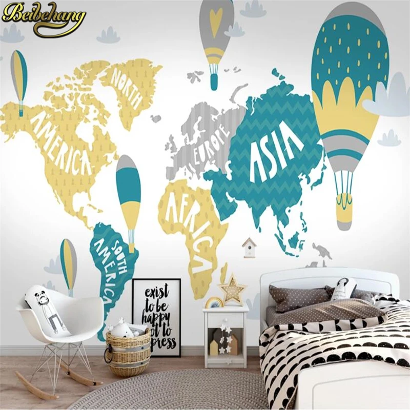 3d пользовательские Мультяшные животные карта рая фотообои фон спальня детская