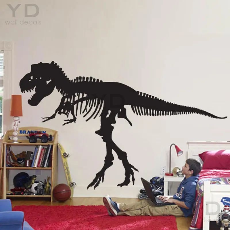 

Large Dinosaur T-rex Skeleton Jurassic Park Theme Wall Sticker Vinyl Home Decor Kids Room Boys Nursery Decals Mural Poster S311