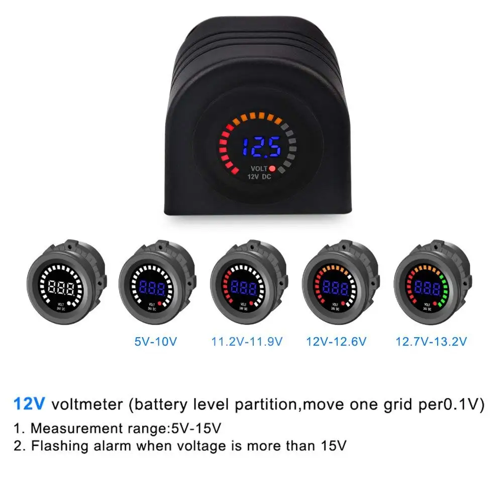 Водонепроницаемый вольтметр 12 В с цветным дисплеем измеритель напряжения