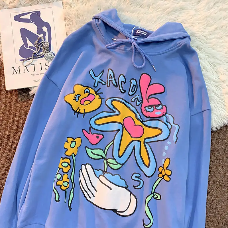 

Худи женское с графическим принтом в стиле хип-хоп, осень 2021