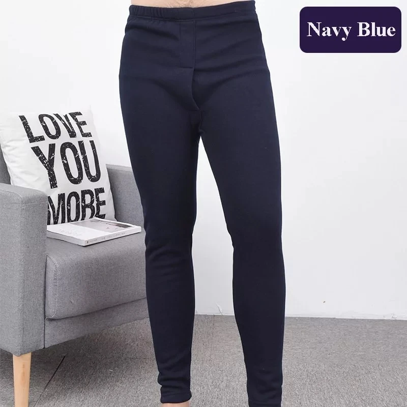 

Winter Fleece Mens Thermal Underwear warm Bottoms 6XL 7XL big Size Cotton Warm home wear Gray Underwear Bottoms Pants elasticity