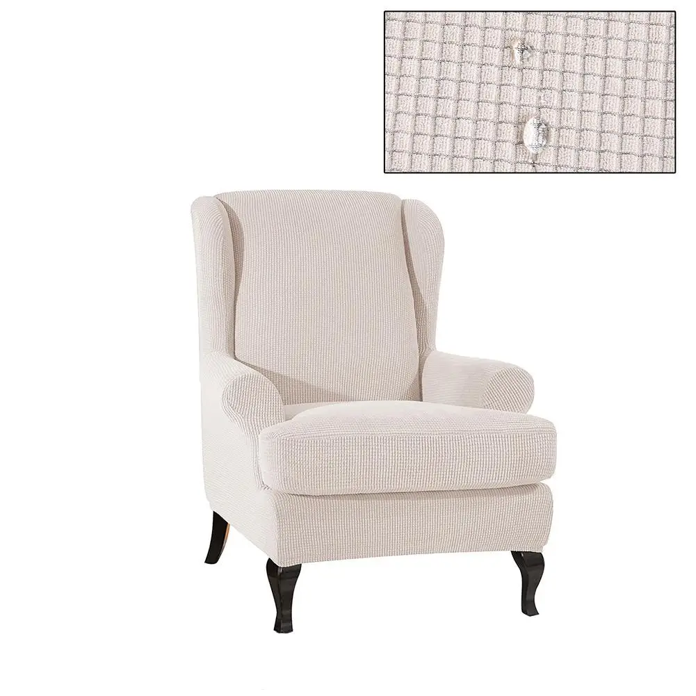 beige Водонепроницаемый Наклонный рычаг King Back эластичные чехлы на кресла кресло Wingback крыло диван задний Чехол для стула тянущийся протектор чехол - Цвет: beige