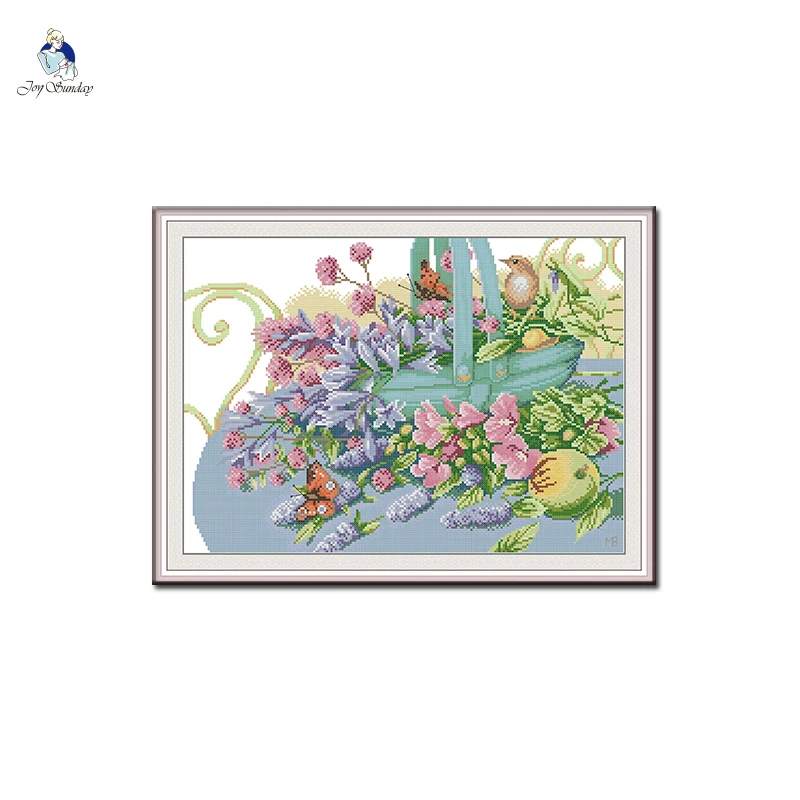 

Joy Sunday Birds Printed Fabric Stamped Cross Stitch Kits 11CT 14CT Counted Canvas DIY Embroidery Handmade Needlework Gifts Sets