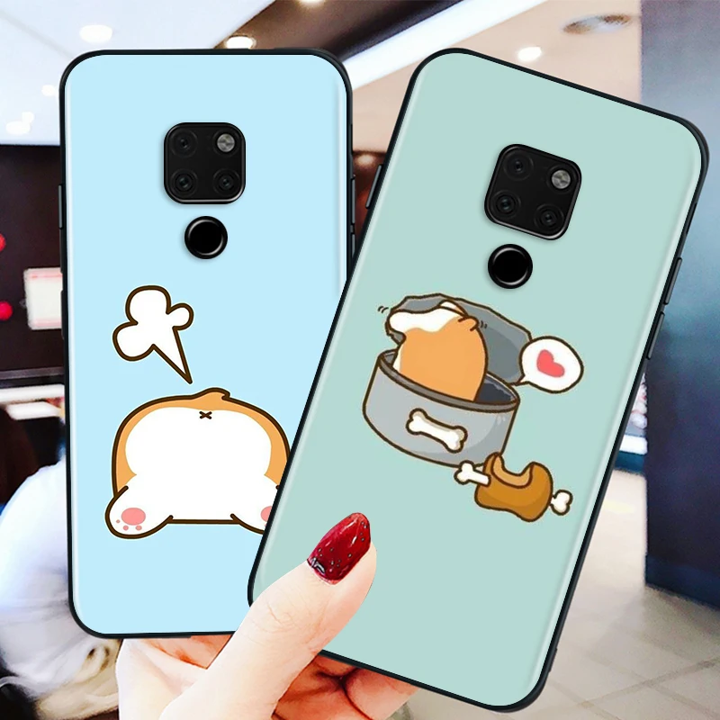 

Cute Cartoon Dog for Huawei P Smart Mate 40 30 20 10 RS Lite Pro Plus Z S 2019 2020 2021 Black phone Case