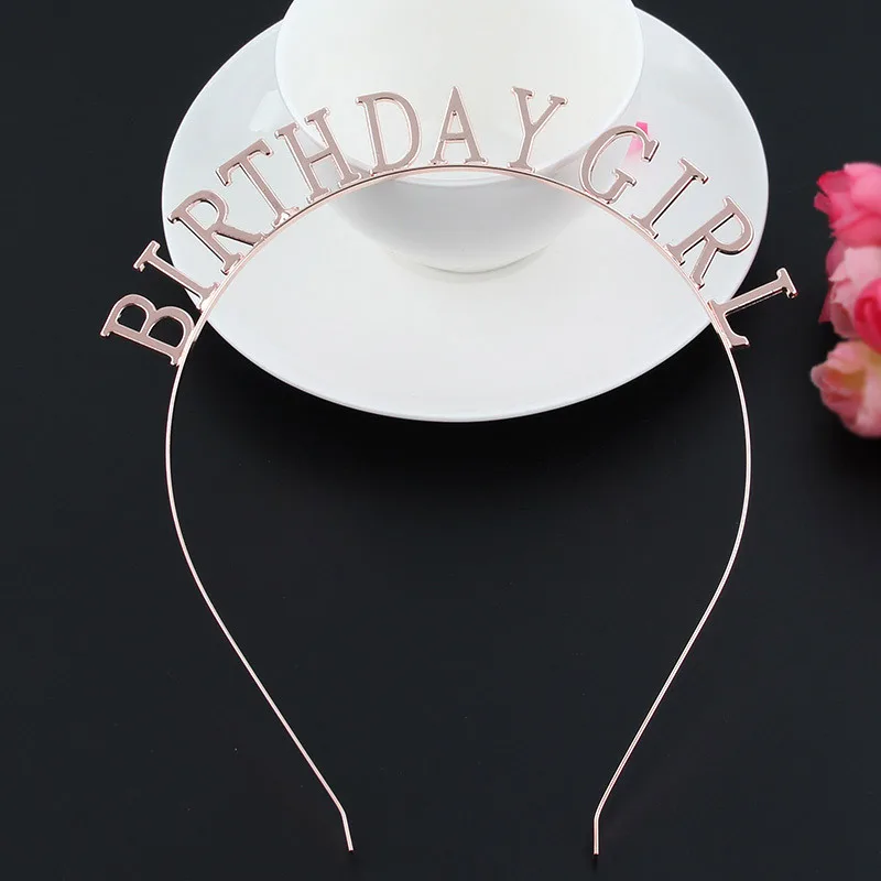 День рождения Девушка корона тиара головная повязка розовое золото с днем