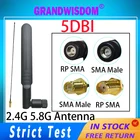 GRANDWISDOM 1-2 шт. 2,4 ГГц 5,8 ГГц Антенна 5dBi SMA Штекерный разъем двухдиапазонная антенна Wi-Fi + 21 см RP-SMA Мужской кабель Pigtail iot pbx
