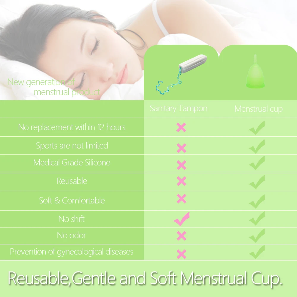 1 шт. многоразовые 100% силиконовые менструальные чашки для женской гигиены