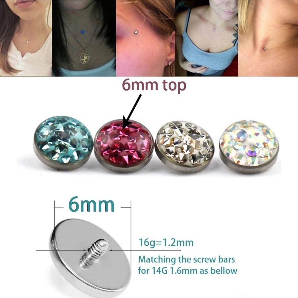1 шт. хирургические Сталь микро кожные пирсинг Gem Micro якорь с украшением в виде