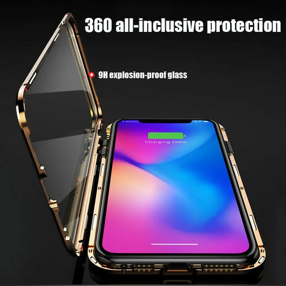 Роскошный двухсторонний стеклянный металлический магнитный чехол для iphone 11 Pro