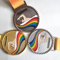 color new metal medal match medals badges souvenirs swimming sports gold medal with good ribbon school sports metal 6 8cm