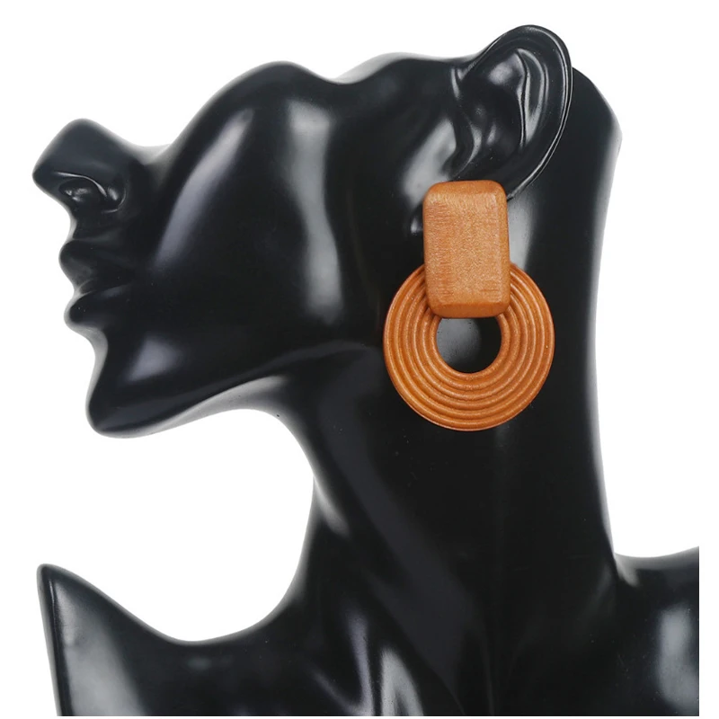 Оптовая цена винтажные круглые деревянные серьги в африканском стиле для женщин