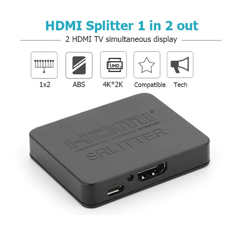 Переключатель Full HD 1080p 4K HDMI сплиттер переключатель 1X2 усилитель 1 в 2 выхода