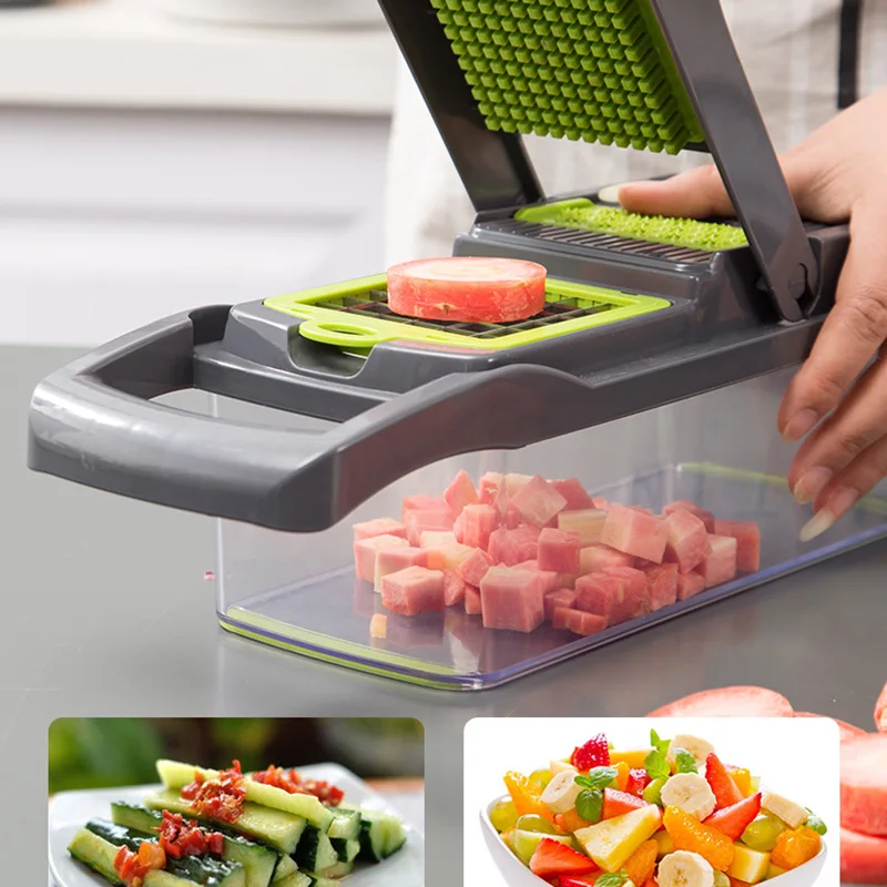

Food Chopper Vegetable Fruit Cheese Onion Chopper Slicer Dicer Cutter Grater 12 in 1 Veggie Chopper M56