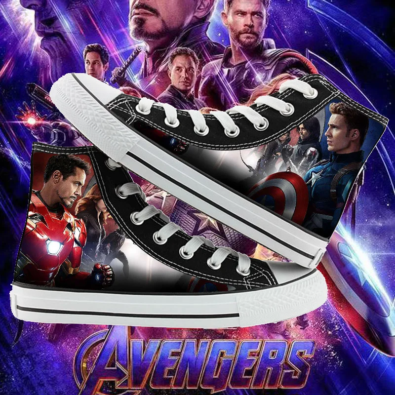 

2021 Disney Avenger 4 Canvas Shoes Captain Iron Man Spiderman Shoes High Top Sneakers for Both Men and Women