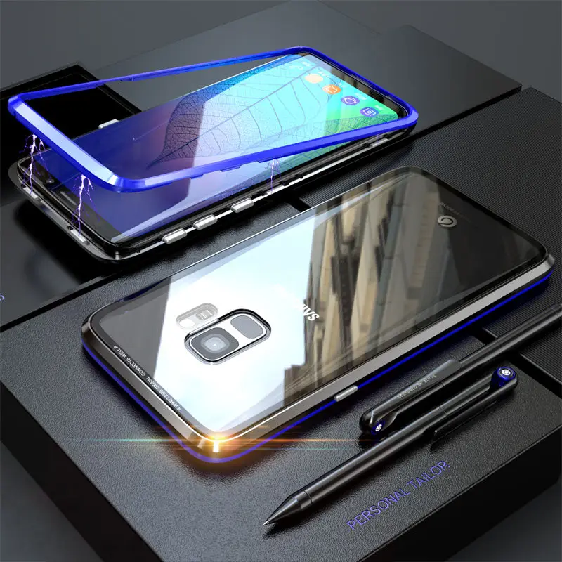 Black Blue Роскошный Магнитный чехол для телефона samsung Galaxy S10 Plus, чехол s S8 Note 8, чехол для samsung S9 Plus, чехол для samsung Note9, чехол Note 9 - Цвет: Black Blue