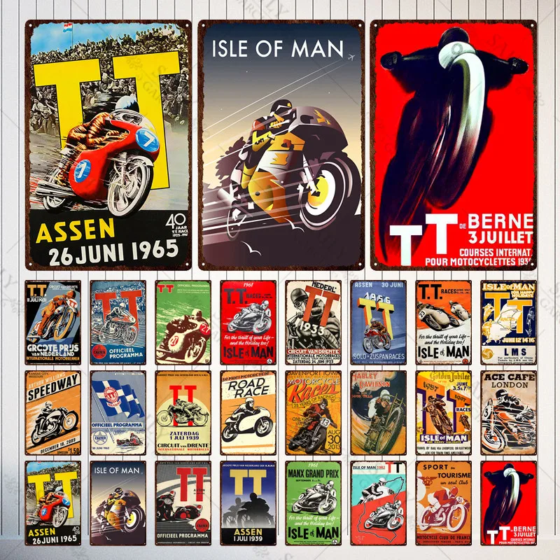 

Vintage Decor F1 Racing Track Tin Sign Isle of Man Tt Metal Poster Plaque Garage Plate Bar Club Man Cave Home Wall Decoration