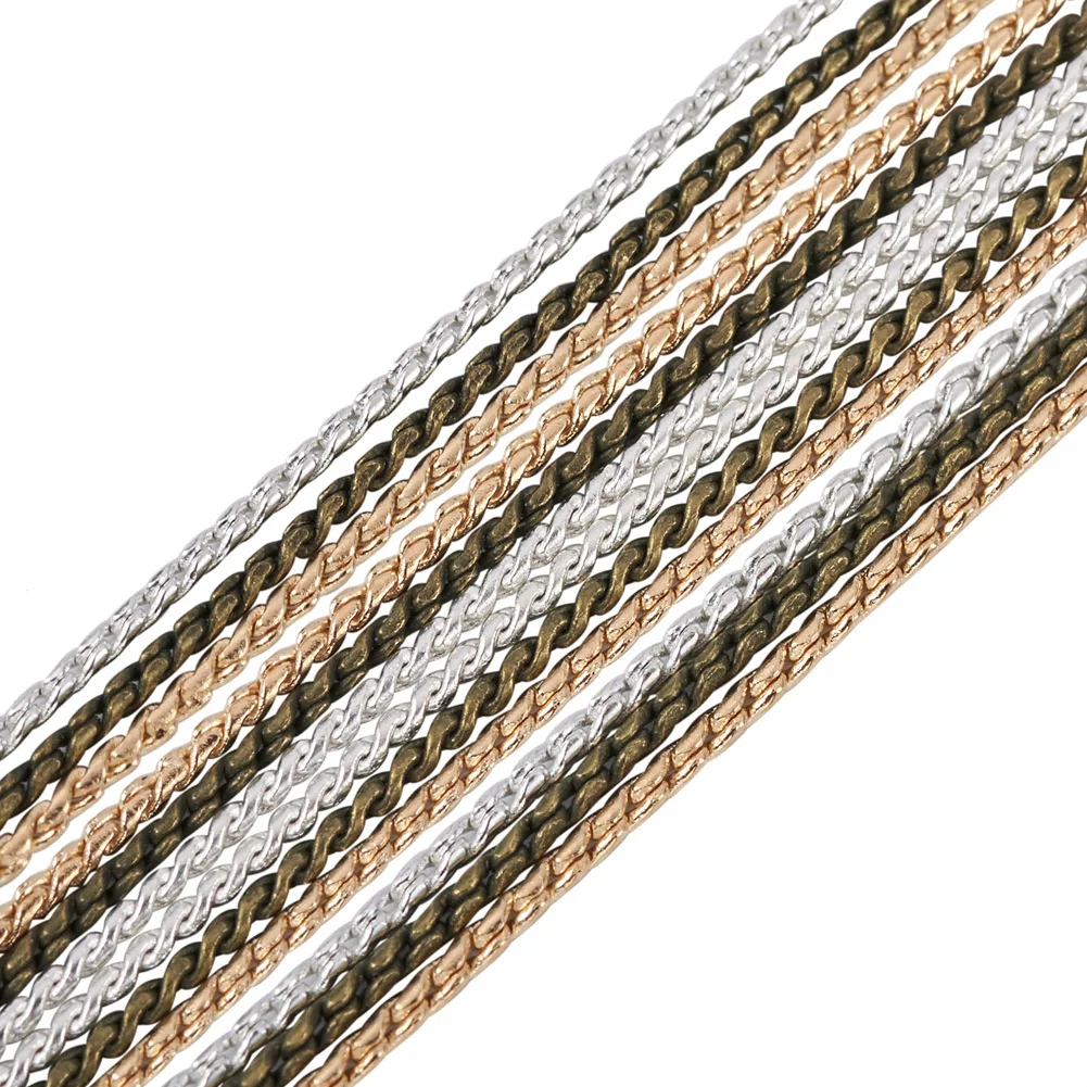 30m Mixed Color Brass Chains Jewelry Accessories For DIY Bracelet Necklace Jewellery Handmade Material 1mm, 32.8 Feet(10m)/roll