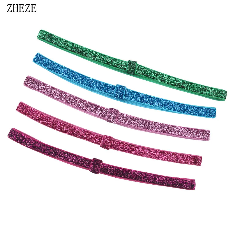 

100Pcs/Lot 11Colors 10mm Width Elastic Headband Glitter Hairband Velvet Headwear Fashion Children Hair Accessories