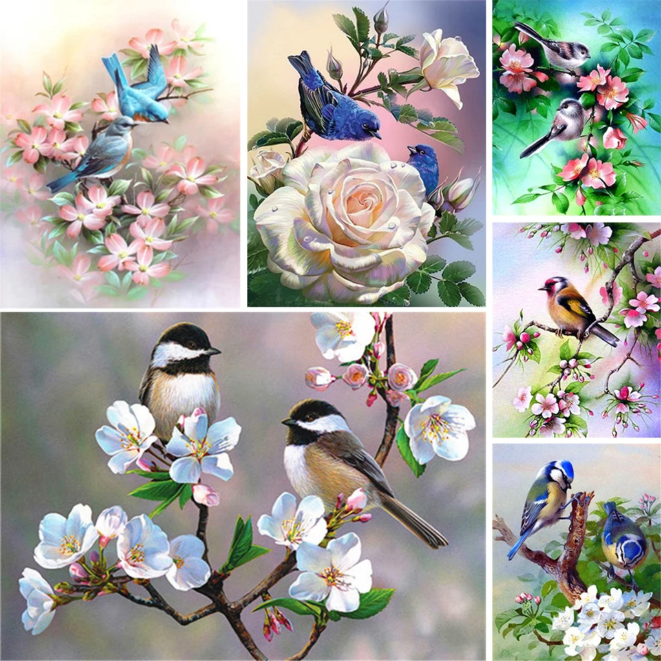 

5D DIY Diamond Painting Bird Landscape Full Round Diamond Embroidery Cross Stitch Kit Mosaic Rhinestone Decoration Gift